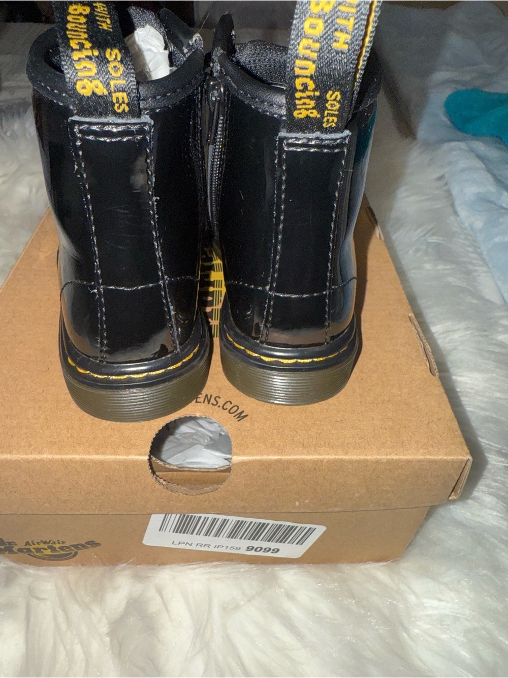 Dr. Martens Kids Black Patent Leather Lace-Up Boots - Picture 5 of 8